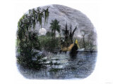 Early Explorers Coming Ashore Along a Tropical Coast in the New World
