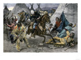 US Cavalry Attacking a Sioux Indian Village  c1800
