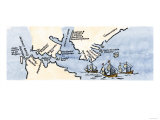 Hudson's Map of His Voyages in the Arctic  Published in 1612