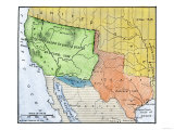 Map of the Territory Ceded by Mexico to the US after the Mexican-American War  c1848-1853