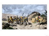 Francisco Pizarro Draws a Line in the Sand in Panama Daring His Men to Follow Him to Peru  c1530