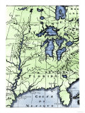 French Missionary Louis Hennepin's Map of the Mississippi River Valley and Other Areas  c1697
