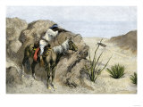 Apache Warrior Ambushing a Covered Wagon in the Southwest  c1800