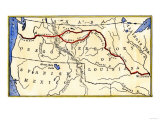 Map of the Lewis and Clark Route across Louisiana Territory  c1804-1806
