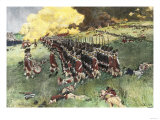 British Army Marching in Formation Up Breed's Hill in the Battle of Bunker Hill  c1775