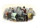 Lowell Girls Weaving in Massachusetts Textile Mills  c1850