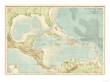 Chart of the West Indies Sea Depths and Land Elevations