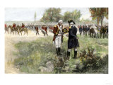Surrender of British Commander Burgoyne to American General Gates at Saratoga  New York  c1777