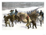 Native American Prisoners Marched across the Snowy Prairie by General George Custer  c1868