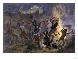 Destruction of the Pequot Indians by Colonial Forces in New England  c1637