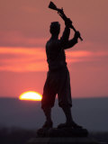 Memorial Statue of a Civil War Soldier on Cemetery Ridge on Gettysburg Battlefield