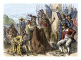 Native Americans Aboard Ship to Trade Their Furs to Europeans
