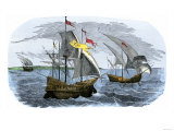 Spanish Ships of Hernando Cortes Sailing to Mexico  c1519