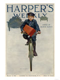 Florist's Delivery Boy on a Bicycle  Harper's Weekly Cover for March 11  1911