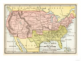 Map of the United States in 1861  at the Start of the Civil War