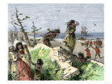 Henry Hudson's Attack on a Native American Village on the Atlantic Coast  c1609