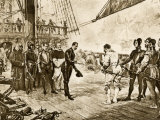 Spanish Armada's Admiral Surrenders His Sword to Francis Drake  c1588