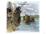 Huron Chief Donnacona Warns Cartier's Expedition Not to Sail Up the St Lawrence River  c1535