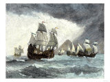 Ships of Ferdinand Magellan Rounding Tierra del Fuego to Circumnavigate the Earth 1519 to 1521