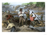 Lumbermen Clearing a Log-Jam on a River  c1800