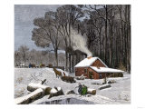 Horsedrawn Sleds Hauling Sap in a Maple Sugar Camp 1800