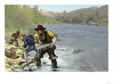 Prospector Panning for Gold Near Sutter's Mill in the American River  Coloma  California