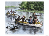 Jacques Marquette and Louis Joliet on the Upper Mississippi River in Canoes  c1673