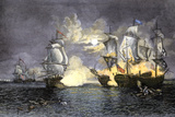 John Paul Jones's Ship  Bon Homme Richard  Defeating the British Serapis  c1779