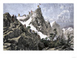 John C Freemont Planting the US Flag on the Colorado Rockies  c1842