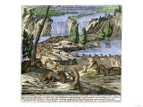 Beavers at Work Below Niagara Falls  18th Century