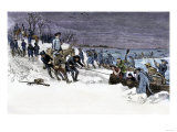 George Washington's Army Crossing the Icy Delaware River to Attack Trenton  December 1776