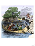 Carolina Colonists Fleeing in Canoes from a Native American Attack