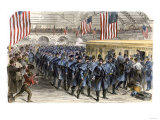 Sixth Massachusetts Regiment Leaving Jersey City by Train for the Civil War  c1861