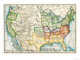 US Map Showing Seceeding States by Date  American Civil War  c1861