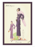 Modern Violet Dress with Boa
