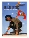 Seiler Hotel: Woman Adjusting Skis