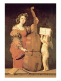 Cherub Holds Music Book for Woman Playing the Cello