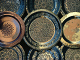Close-up of Copper Trays for Sale  Morocco  Africa