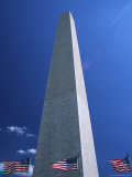 Washington Monument and Stars and Stripes Flags  Washington DC  USA