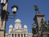 Alexander II Statue and Lutheran Cathedral  Helsinki  Finland  Scandinavia  Europe