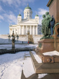 Lutheran Christian Cathedral in Winter Snow  Helsinki  Finland  Scandinavia  Europe