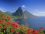 Soufriere and the Pitons  St Lucia  Windward Islands  West Indies  Caribbean  Central America