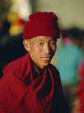 Portrait of a Man in Red  Lhasa  Tibet  China  Asia