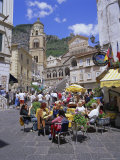 Cafes and Cathedral  Amalfi  Amalfi Coast  Campania  Italy  Europe