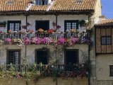 House with Balconies and Flowers  Santilla Del Mar  Cantabria  Spain  Europe