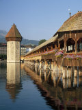 (Covered Wooden Bridge) Over the River Reuss  Kapellbrucke  Lucerne (Luzern)  Switzerland