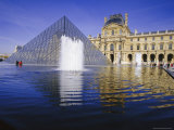 The Louvre and Pyramid  Paris  France  Europe