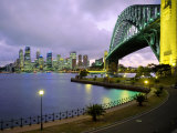 City Skyline and the Sydney Harbour Bridge at Dusk  Sydney  New South Wales  Australia