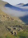 Mist Rising Above a Village in the High Atlas Mountains  Morocco  North Africa  Africa