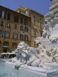 Fountain in Piazza Della Rotonda Outside Pantheon  Rome  Lazio  Italy  Europe